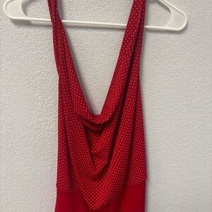 Red Polk dot halter top